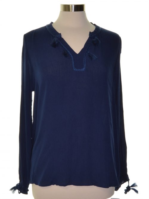 John Paul Richard Women Size Medium M Navy Blouse Top