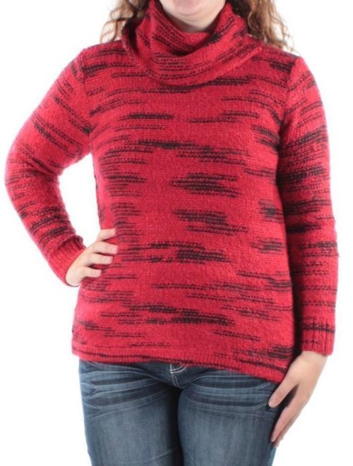 Kensie Women Size Large L Red Cowl Neck Sweater