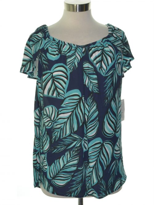 Maison Jules Women Size XS Navy Teal Blouse Top