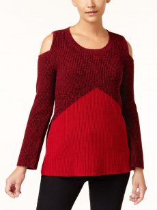 Style & Co. Women Size Large L Dark Red Pullover Sweater