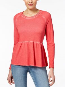 Style & Co. Women Size Large L Coral Fire Sweatshirt Sweater