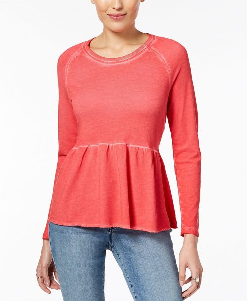 Style & Co. Women Size Large L Coral Fire Sweatshirt Sweater