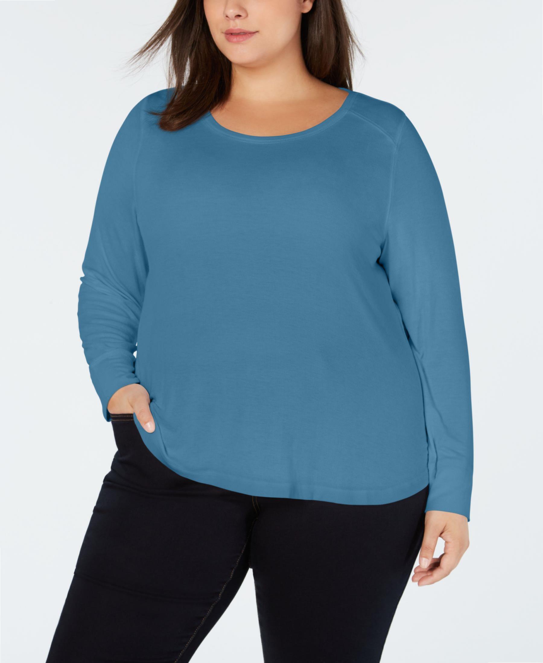 INC Plus Size 1X Blue Pullover Top | Canerra