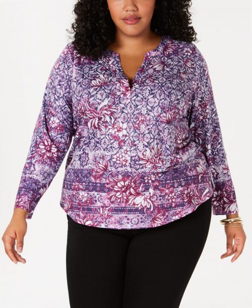 Style & Co. Plus Size 0X Multi Henley Top