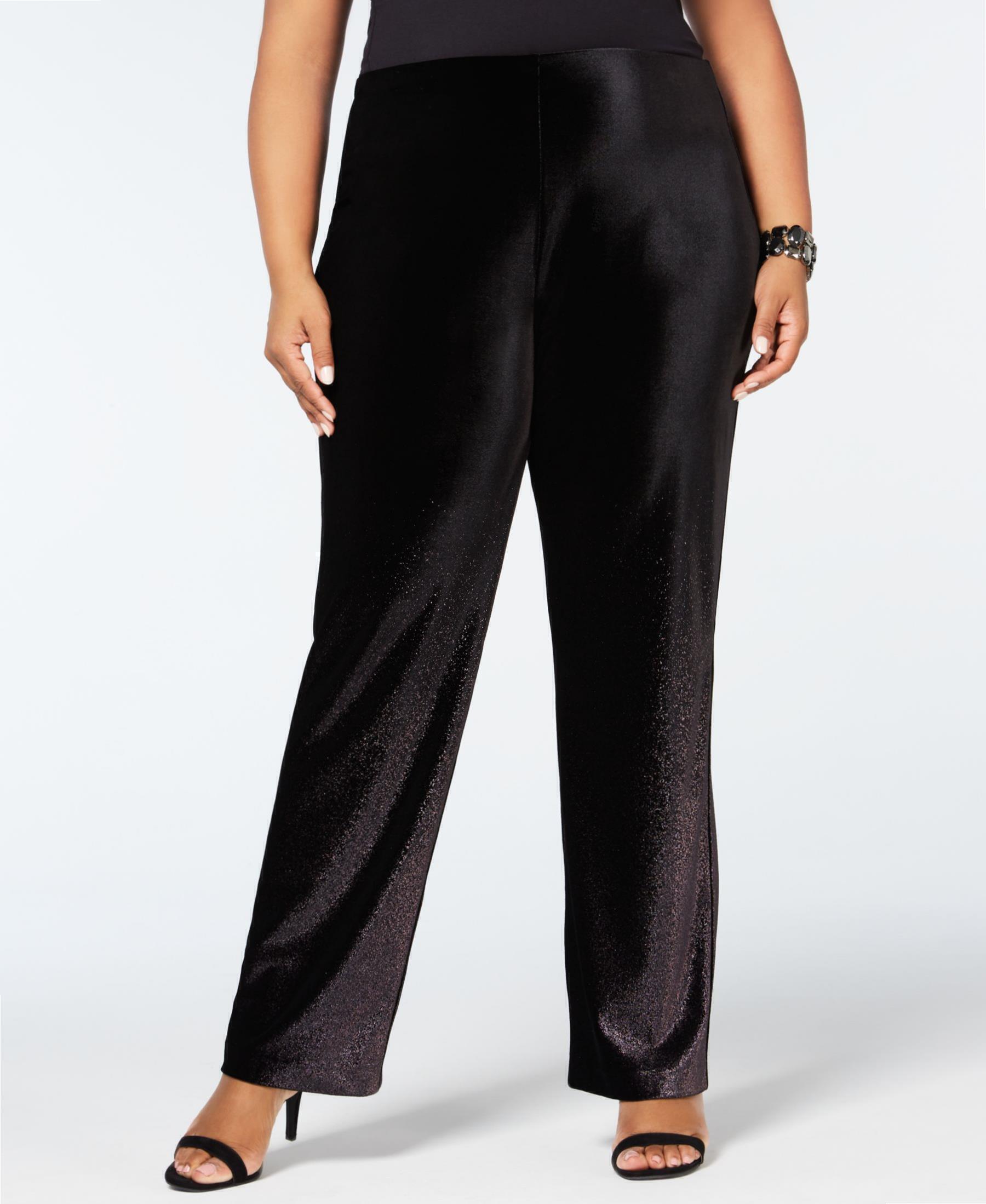 Alfani Plus Size 1X Black Wide Leg Pants | Canerra