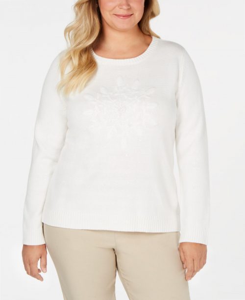 Karen Scott Plus Size 2X White Pullover Sweater