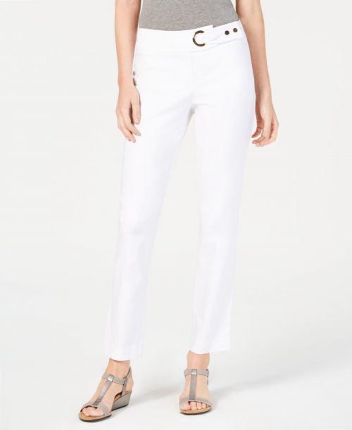 JM Collection Women Size XXL White Slim-Leg Pants