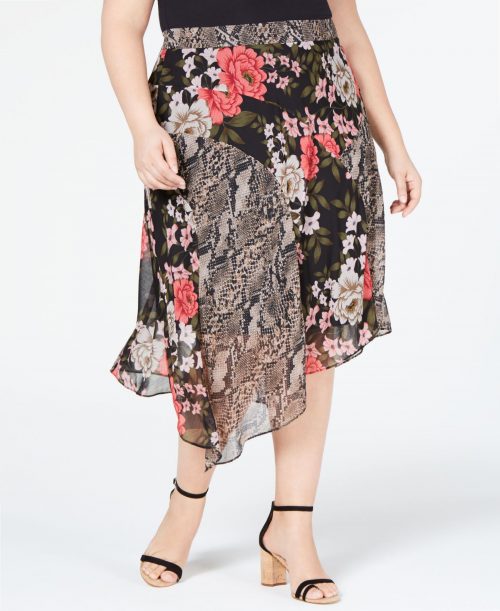 INC Plus Size 22W Black Midi Skirt