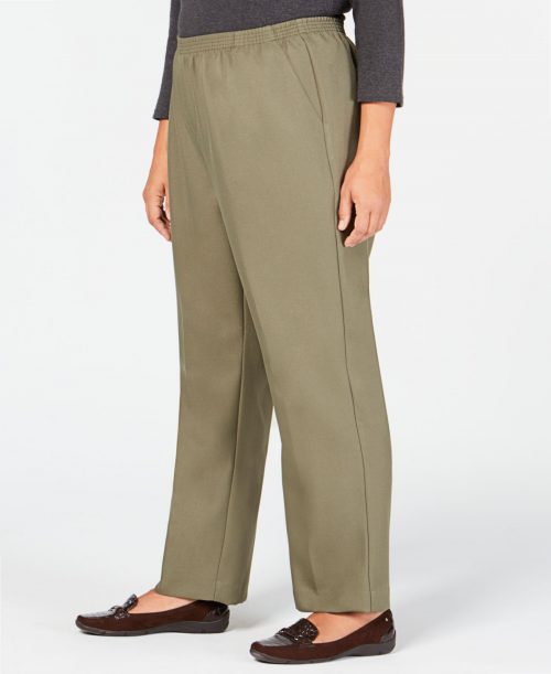 Karen Scott Plus Size 1X Green Straight-Leg Pants