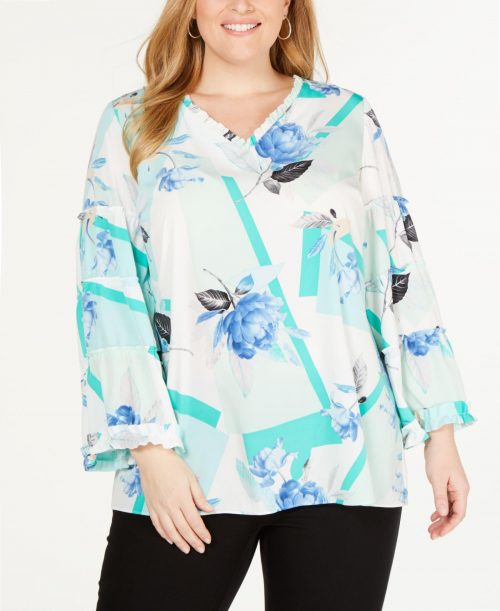 Alfani Plus Size 0X Multi Blouse Top