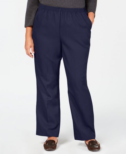 Karen Scott Plus Size 3X Navy Blue Straight-Leg Pants